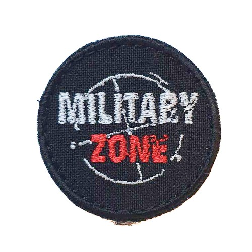 Naszywka MILITARY ZONE okrągła biało-czerwona rzep-232327
