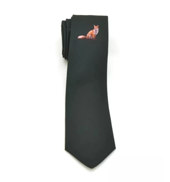 Krawat myśliwski zielony K06 z lisem-233677
