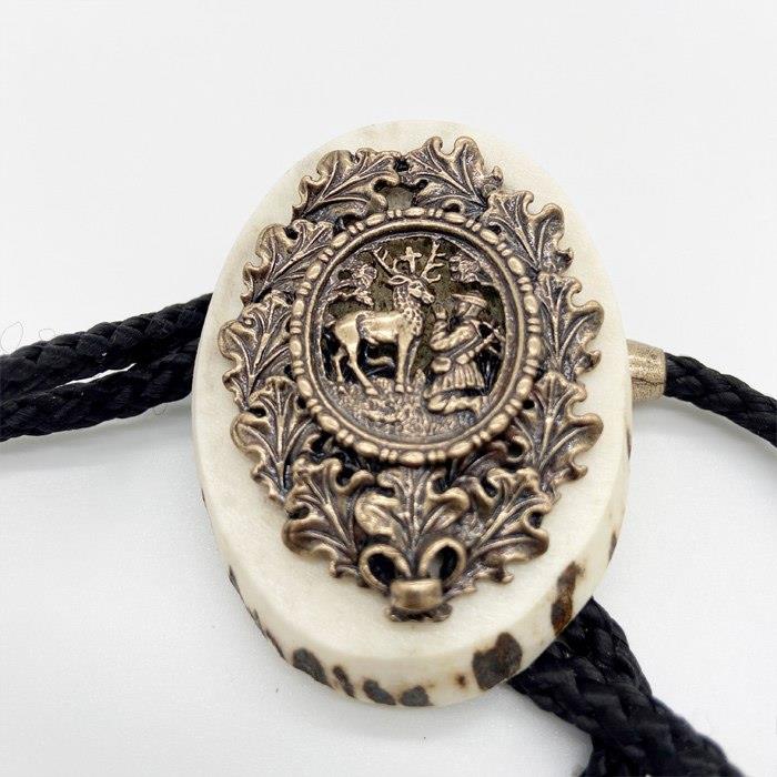 Krawatnik / Bolo plaster Święty Hubert z brązu - M-234540