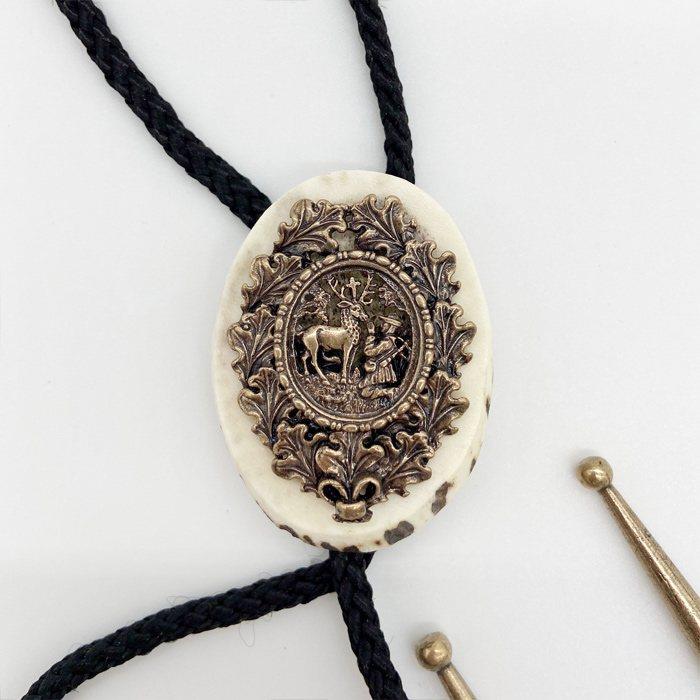 Krawatnik / Bolo plaster Święty Hubert z brązu - M-234538