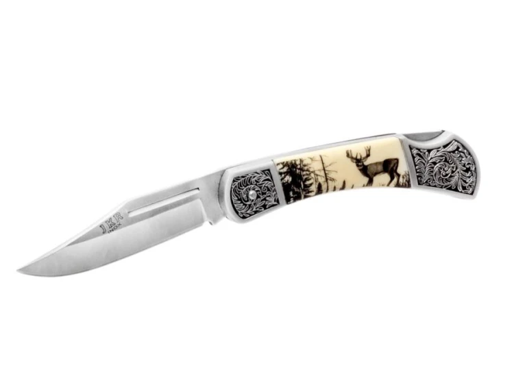 Nóż składany JKR113, ostrze 8cm, jeleń-207813