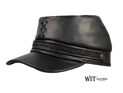 Czapka Konfederatka 2/4 - czarna skóra-218251