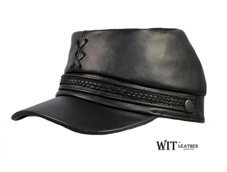 Czapka Konfederatka 2/4 - czarna skóra-218251