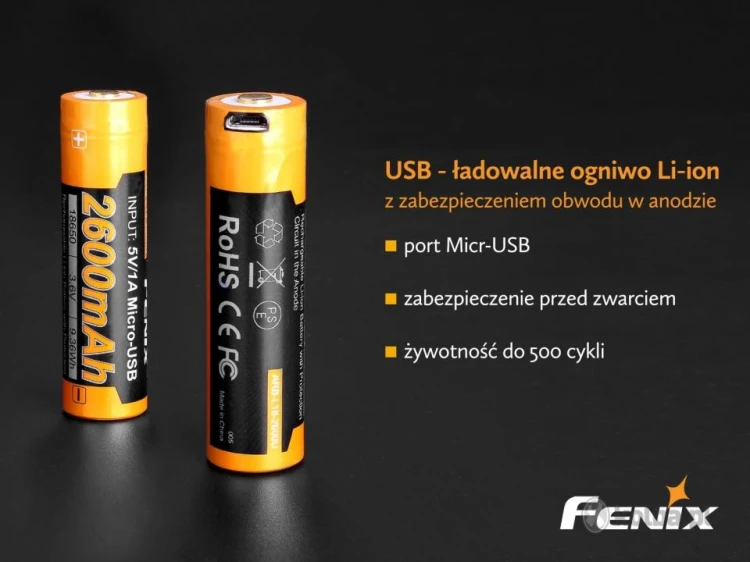 Akumulator Fenix USB ARB-L18U 18650, 2600 mAh 3,6V-218389