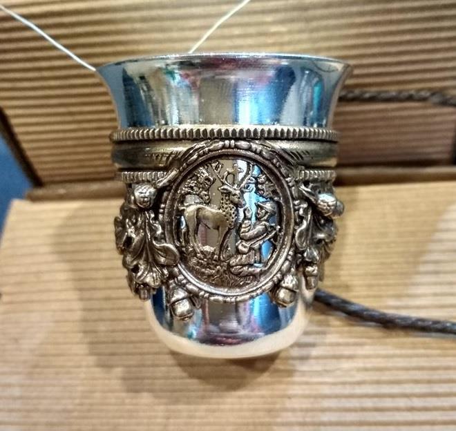 Kieliszek Kulawka myśliwska metal z brązem św. Hub-218728