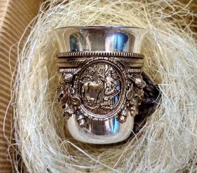 Kieliszek Kulawka myśliwska metal z brązem św. Hub-218729