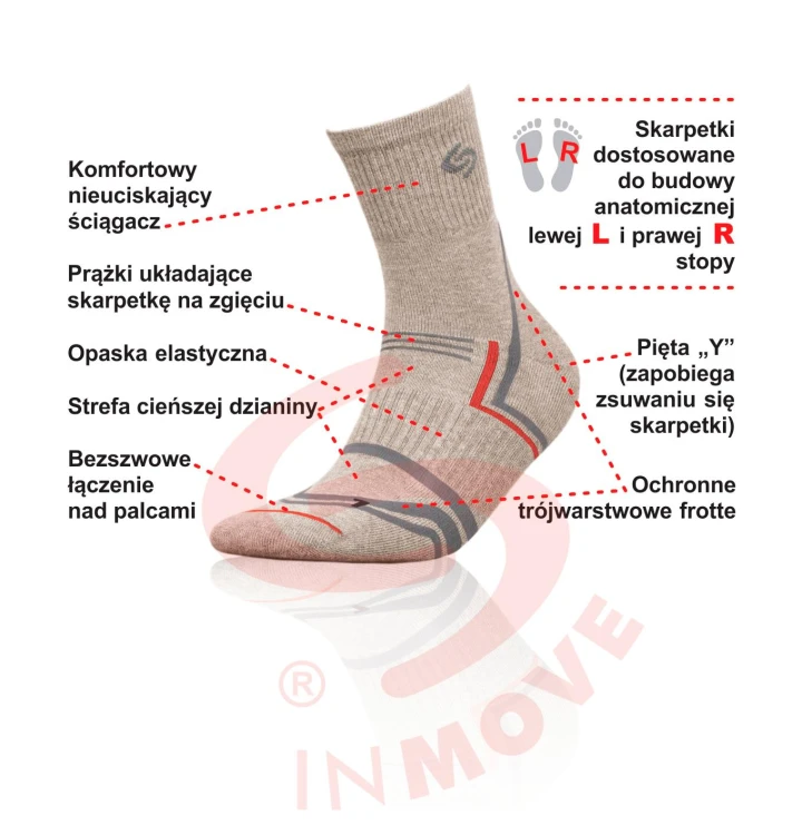 Skarpetki chłodzące TREKKING Nordic Walking - szar-219988