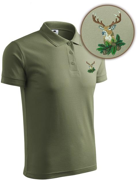 Koszulka myśliwska POLO oliwkowa z haftem Medalion-220012