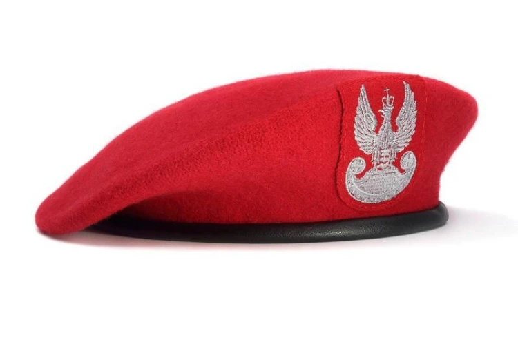 Beret tłoczony wojskowy czerwony z orzełkiem-220440