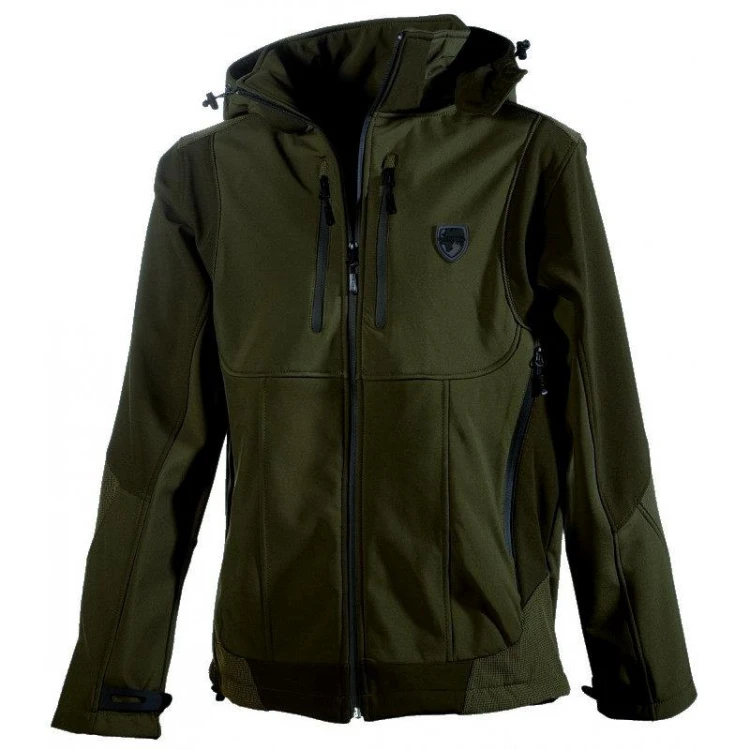 Kurtka z membraną Softshell myśliwska z kapturem U-221590