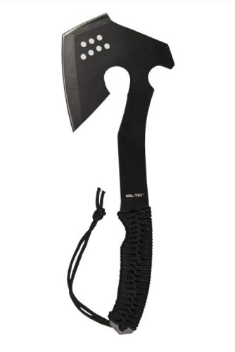 Toporek stalowy z paracordem survivalowy, czarny M-221895