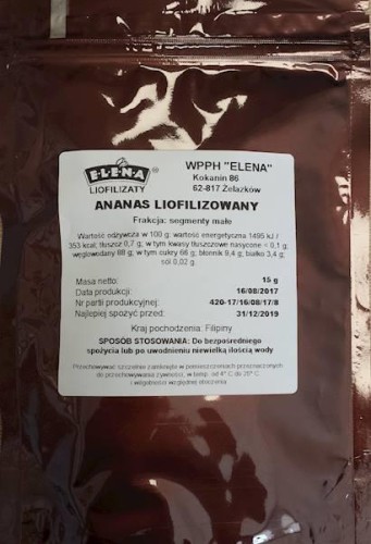 Liofilizowany ananas - przekąska w teren 15g-222295