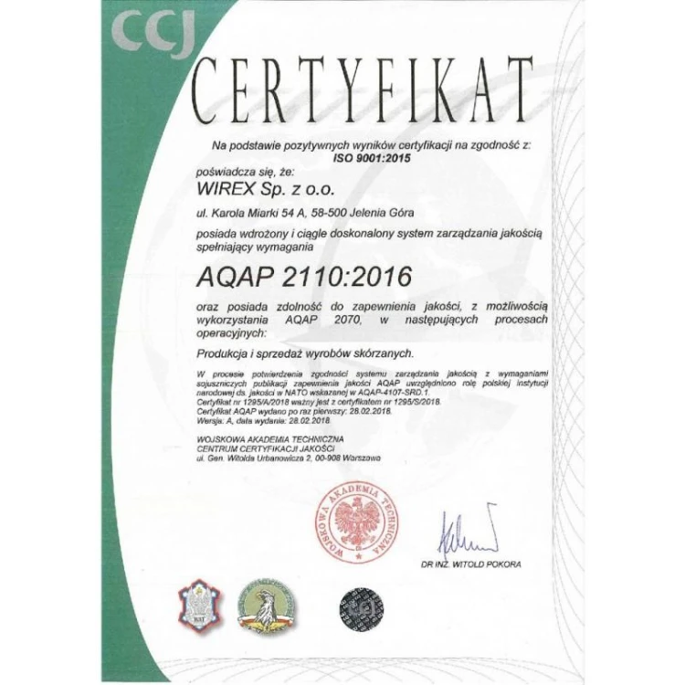 Pas oficerski wojskowy skóra licowa, czarny, z cza-223412