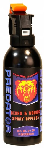 Gaz pieprzowy Predator Bear & Wolves 330 ml – profesjonalny Bear Spray na niedźwiedzie, wilki i dziki o parametrach 6 mln SHU, 20% OC i 4% MC.