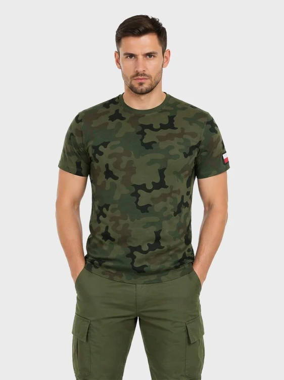 Koszulka męska bawełniana T-Shirt z naszywkami fla-239063