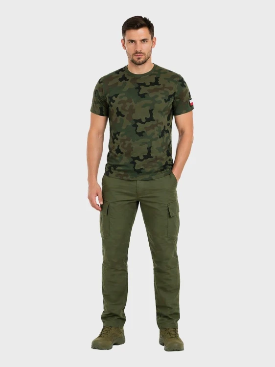Koszulka męska bawełniana T-Shirt z naszywkami fla-239065