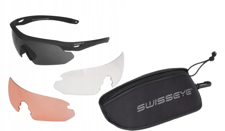 Okulary balistyczne SwissEye Nighthawk czarne wymienne szybki, etui strzeleckie ochronne-236043
