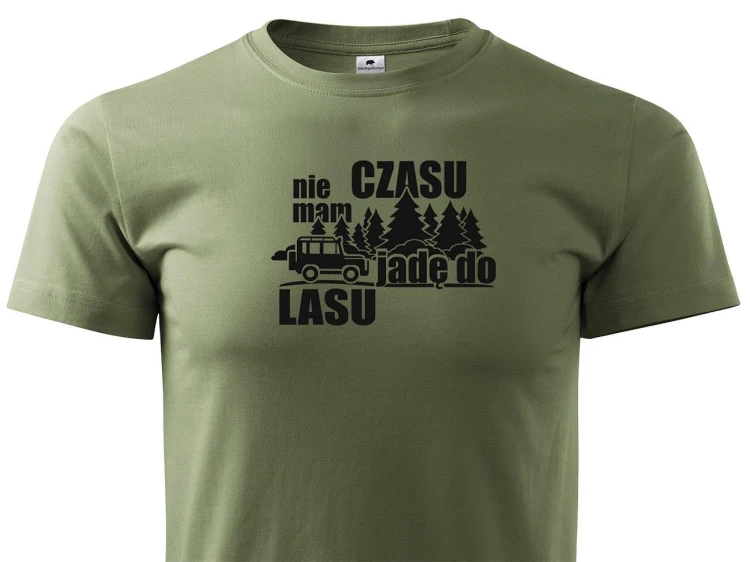Koszulka myśliwska oliwkowa - Nie mam czasu jadę do lasu-227370