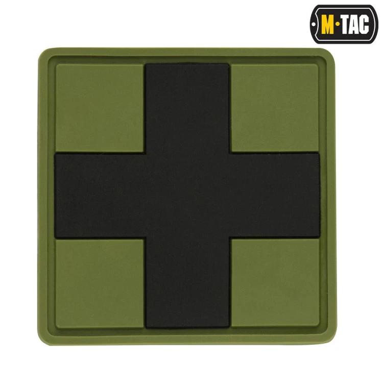M-Tac naszywka Medic Cross Square 3D PVC olive emblemat-228920