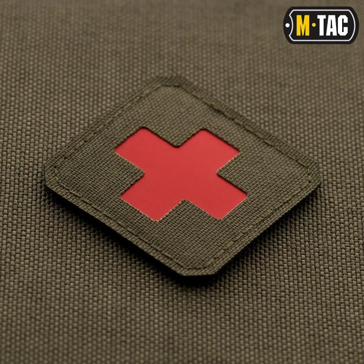 M-Tac naszywka Medic Cross Laser Cut olive red emblemat-228922