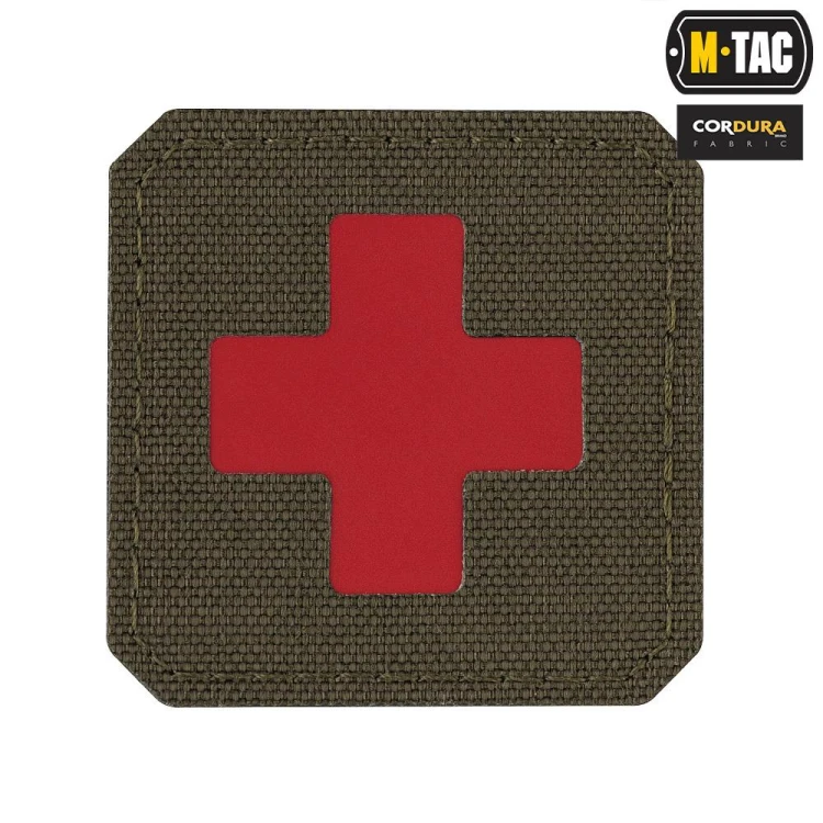 M-Tac naszywka Medic Cross Laser Cut olive red emblemat-228923