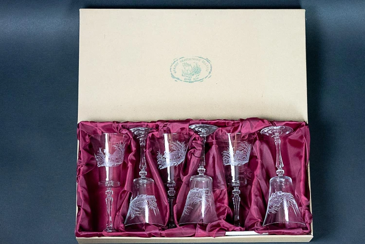 Puchary kieliszki myśliwskie do wina grawerowane 6 szt. 200 ml-229977