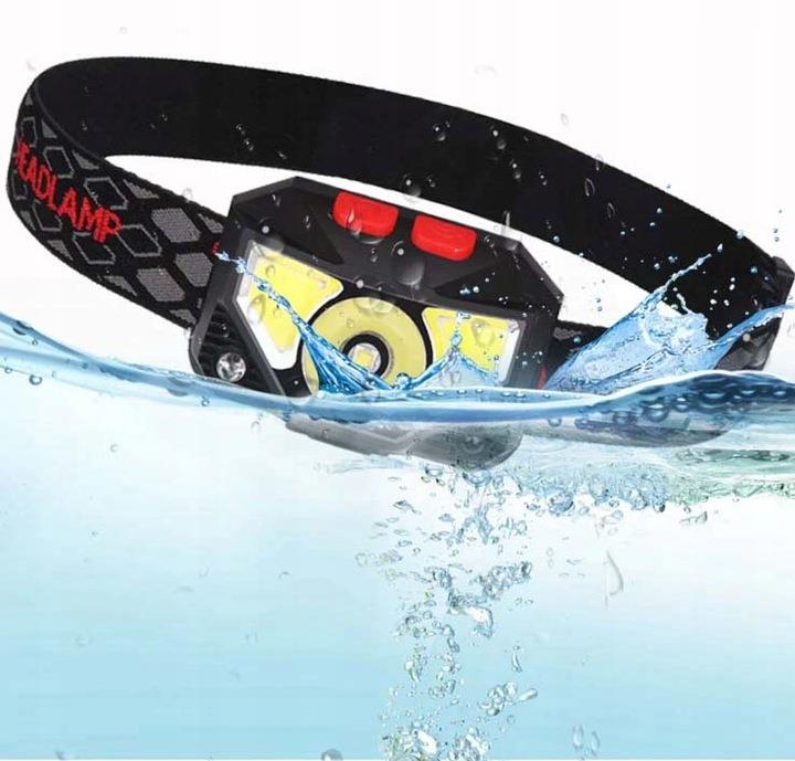 Latarka czołowa ładowalna, sensor ruchu, czerwony LED USB-230830