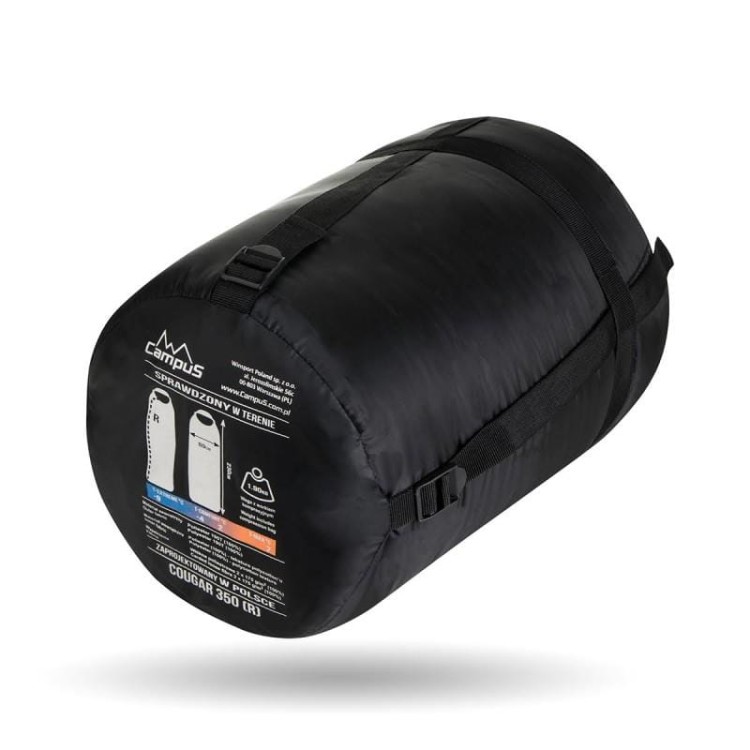 Śpiwór koperta z kapturem Cougar 350 czarny Campus L-225125