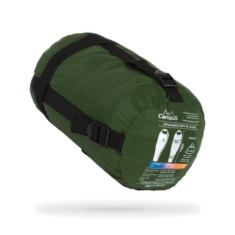 Śpiwór Vello 80 mumia z kapturem zielony Campus L-225147